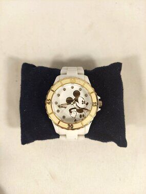 Disney Resort Mickey Watch  Accutime Japan Gold Accent White Link Band Small